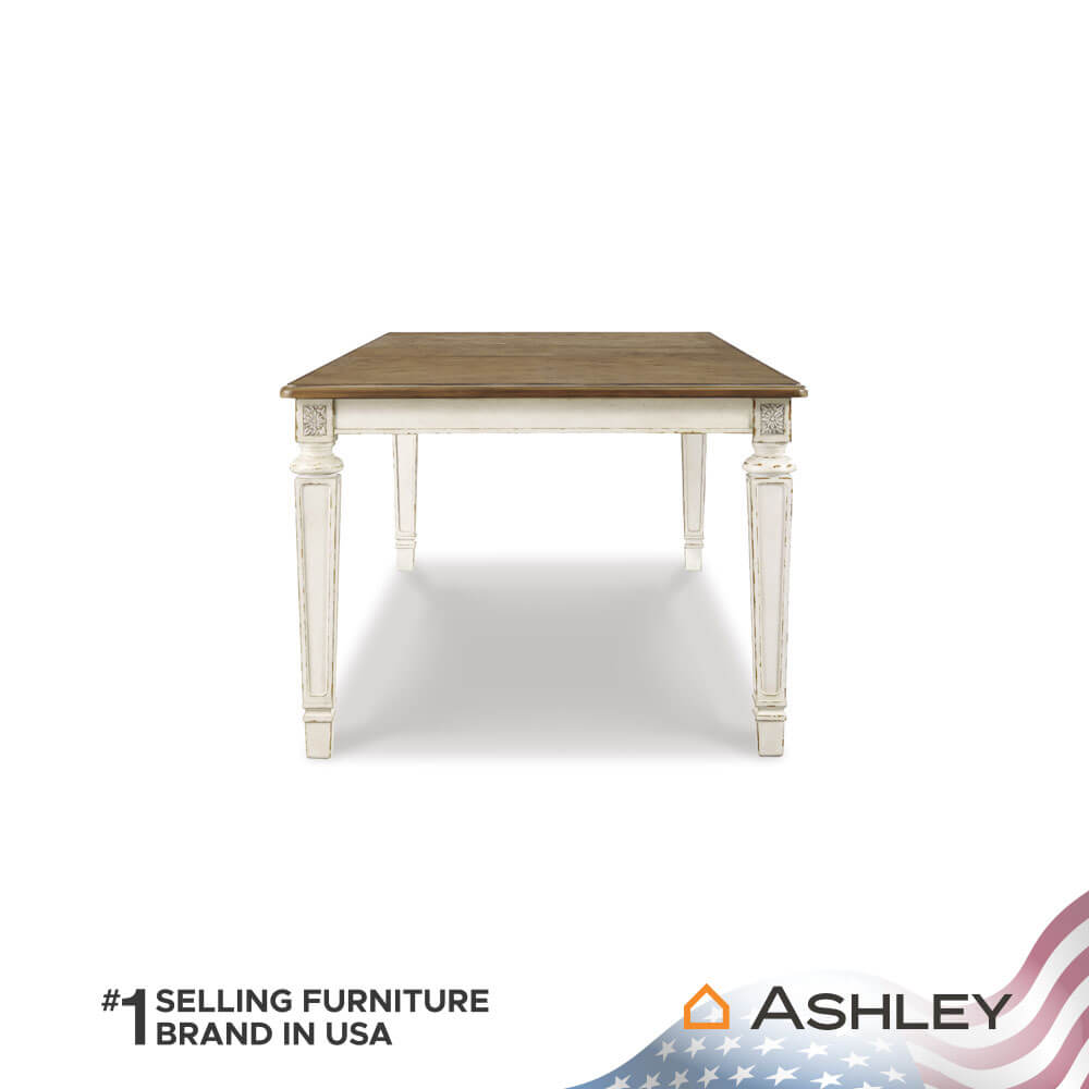 โต๊ะอาหาร ปรับขยายได้ ASHLEY FURNITURE HOMESTORE รุ่น REALYN/198-243 สีขาววินเทจ