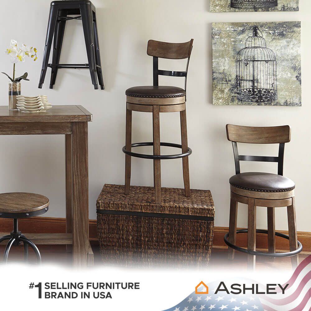 เก้าอี้บาร์หมุนได้ ASHLEY FURNITURE HOMESTORE รุ่น PINNADEL สีน้ำตาล