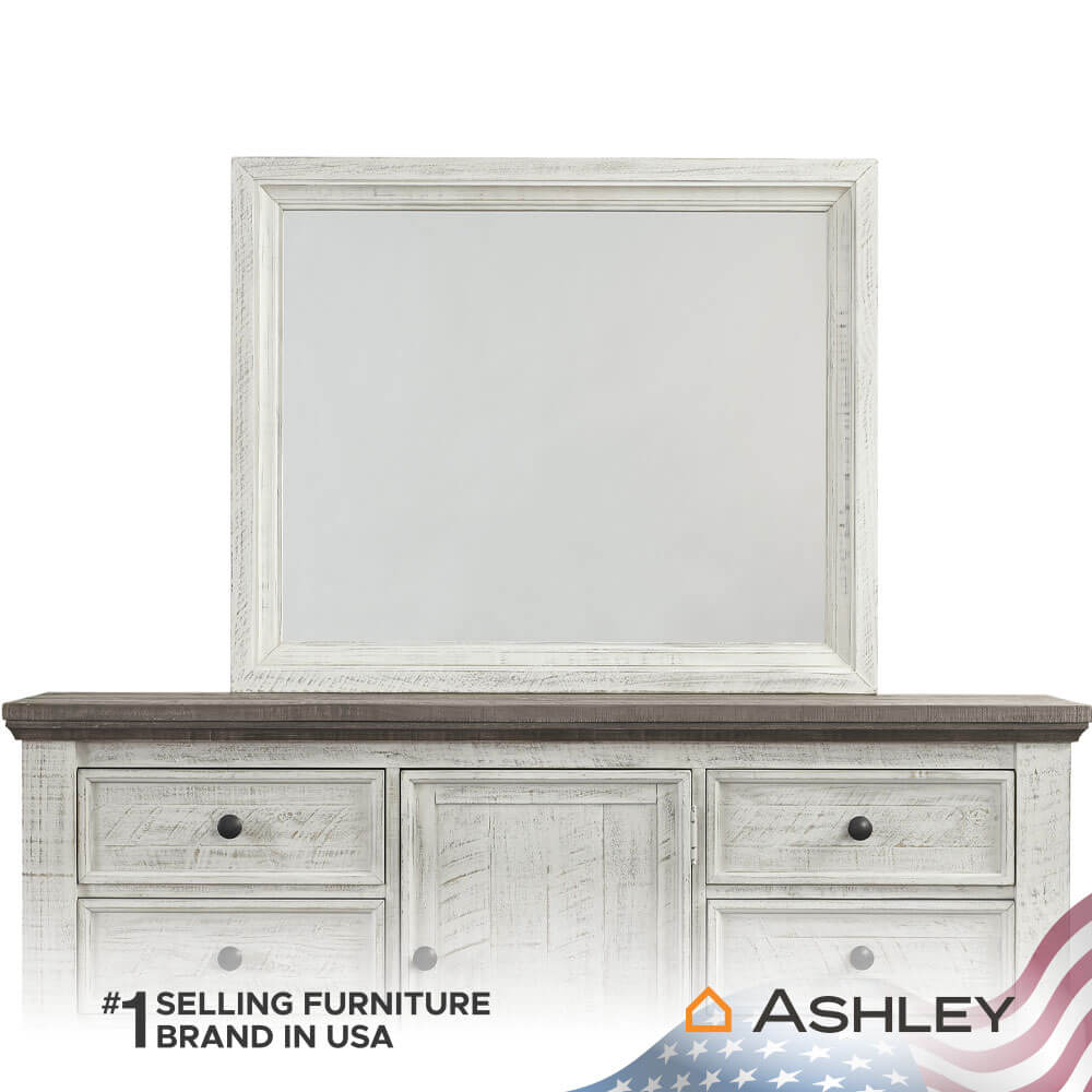 กระจกตั้งโต๊ะ ASHLEY FURNITURE HOMESTORE รุ่น HAVALANCE/101x84 สีขาววินเทจ