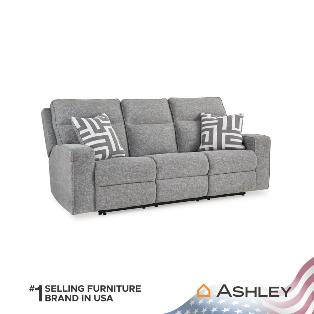 โซฟาปรับเอนไฟฟ้า 3 ที่นั่ง พร้อมพนักพิงศีรษะปรับได้ ASHLEY FURNITURE HOMESTORE รุ่น BISCOE/3RRM สีเทาอ่อน