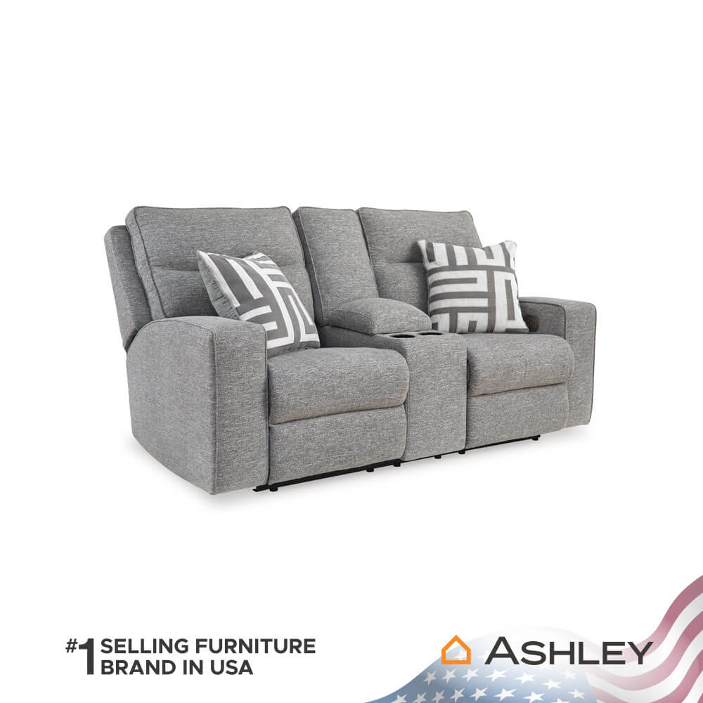 โซฟาปรับเอนไฟฟ้า 2 ที่นั่งพร้อมที่วางแขน ASHLEY FURNITURE HOMESTORE รุ่น BISCOE/2RRM สีเทาอ่อน