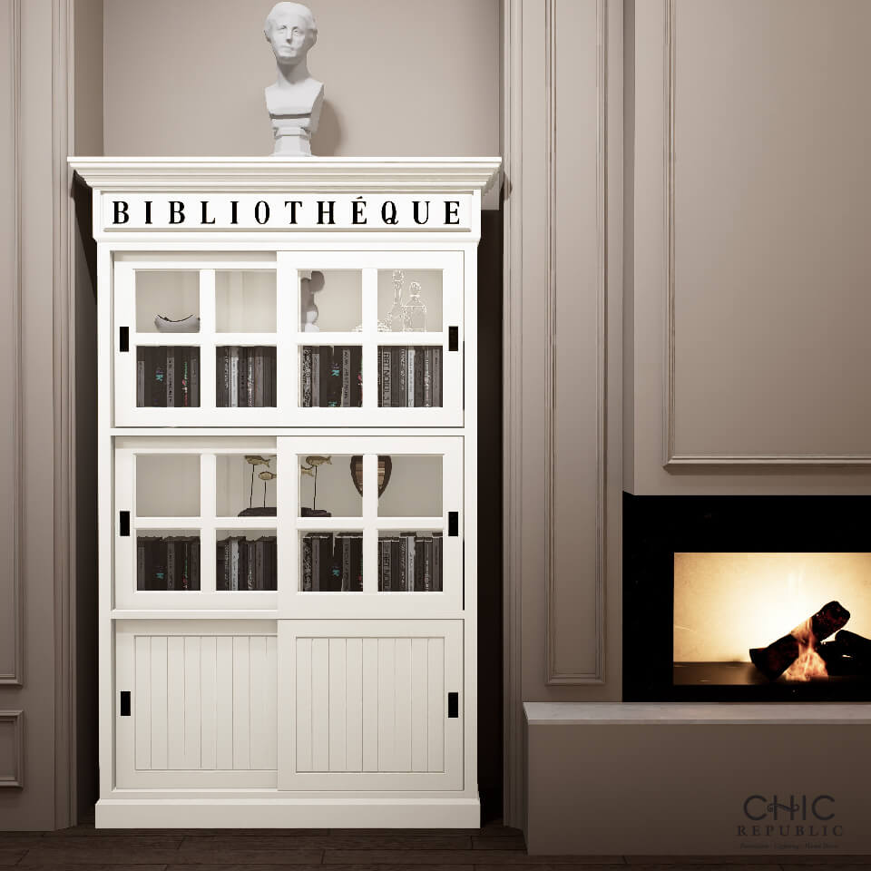 ชั้นวางหนังสือ CHIC REPUBLIC รุ่น LIBRAIRY สีขาววินเทจ