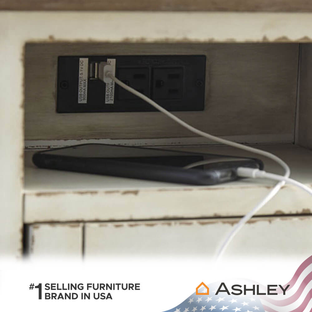 โต๊ะข้าง ASHLEY FURNITURE HOMESTORE รุ่น REALYN/35 สีขาววินเทจ