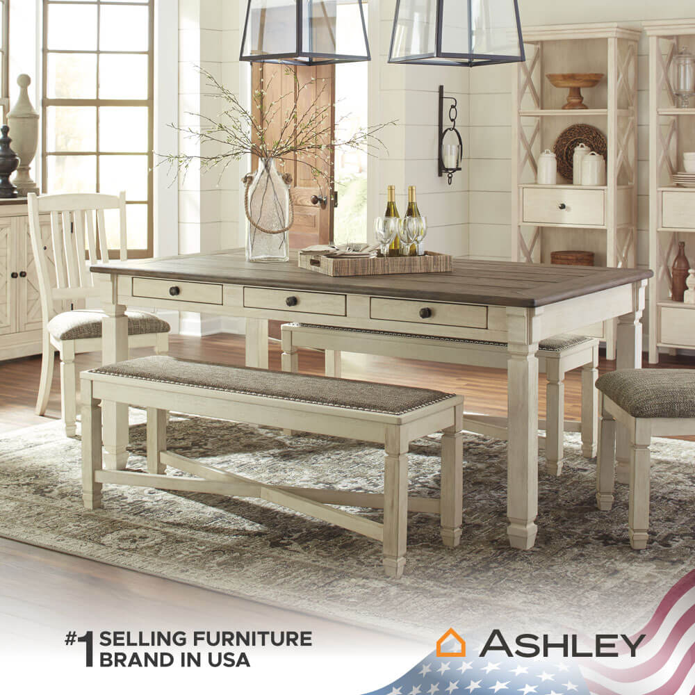 ม้านั่ง ASHLEY FURNITURE HOMESTORE รุ่น BOLANBURG/127 สีขาววินเทจ_3