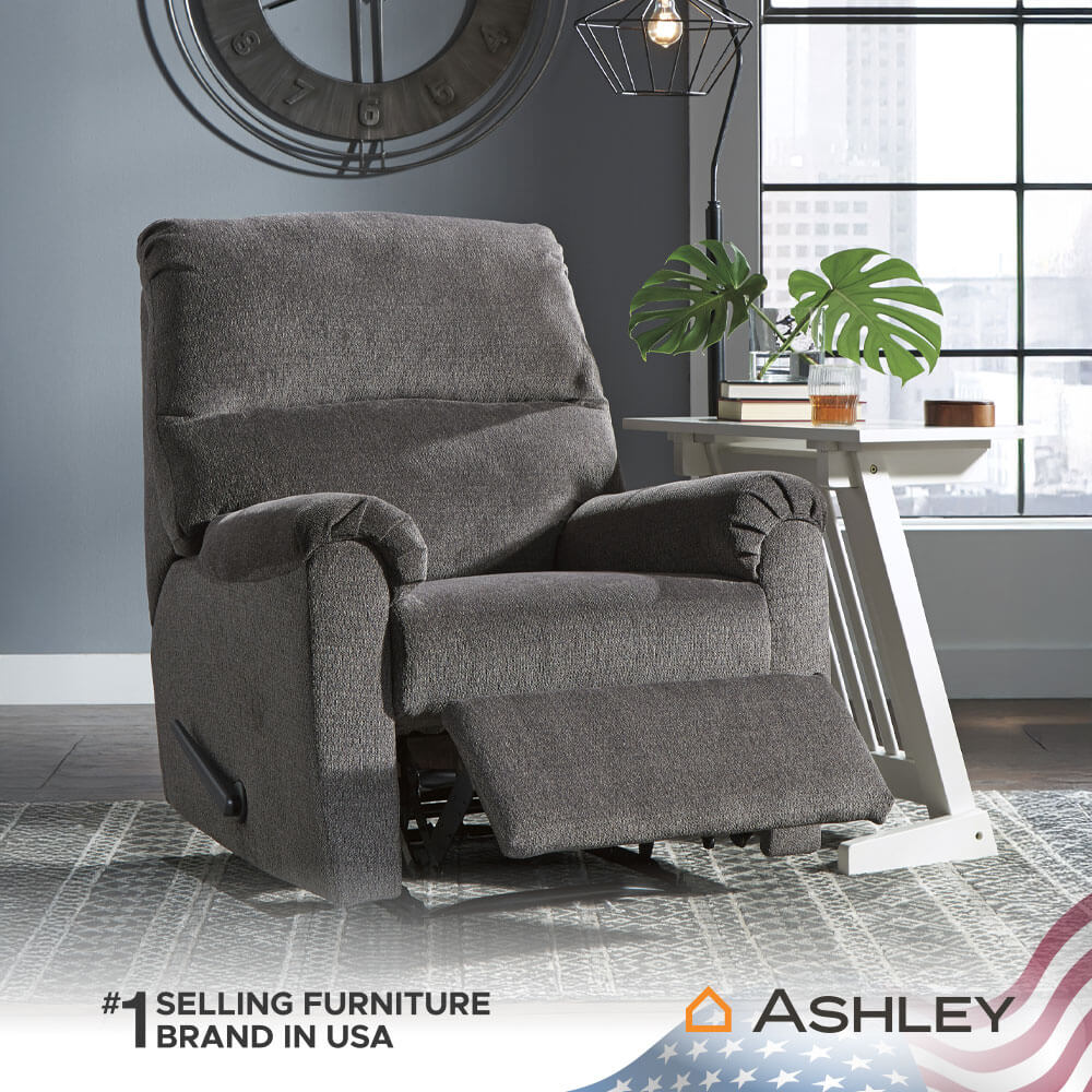 โซฟาปรับเอนนอน 1 ที่นั่ง ASHLEY FURNITURE HOMESTORE รุ่น NERVIANO/1R สีเทา