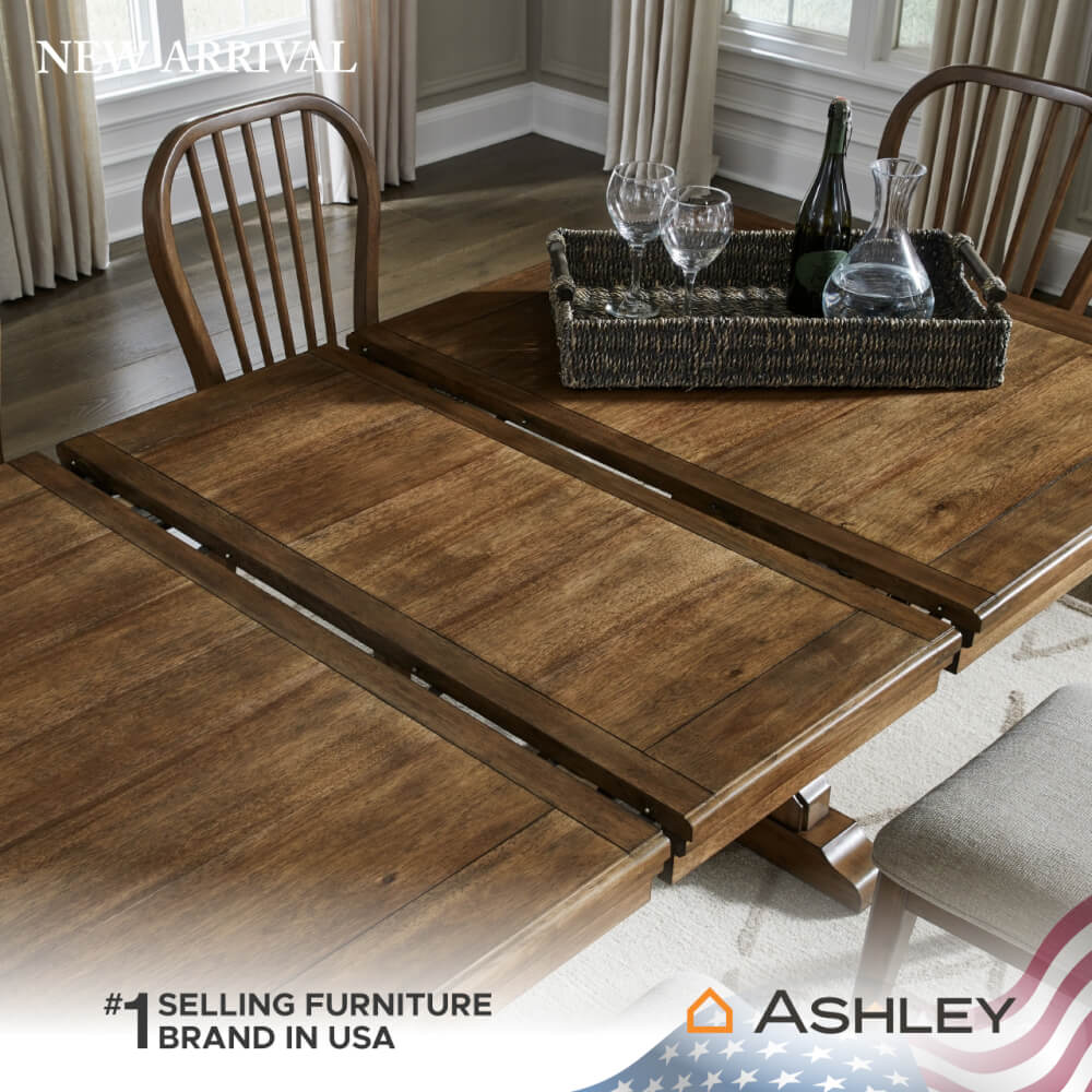 โต๊ะอาหาร ปรับขนาดได้ ASHLEY FURNITURE HOMESTORE รุ่น STURLAYNE/172-218 สีน้ำตาล