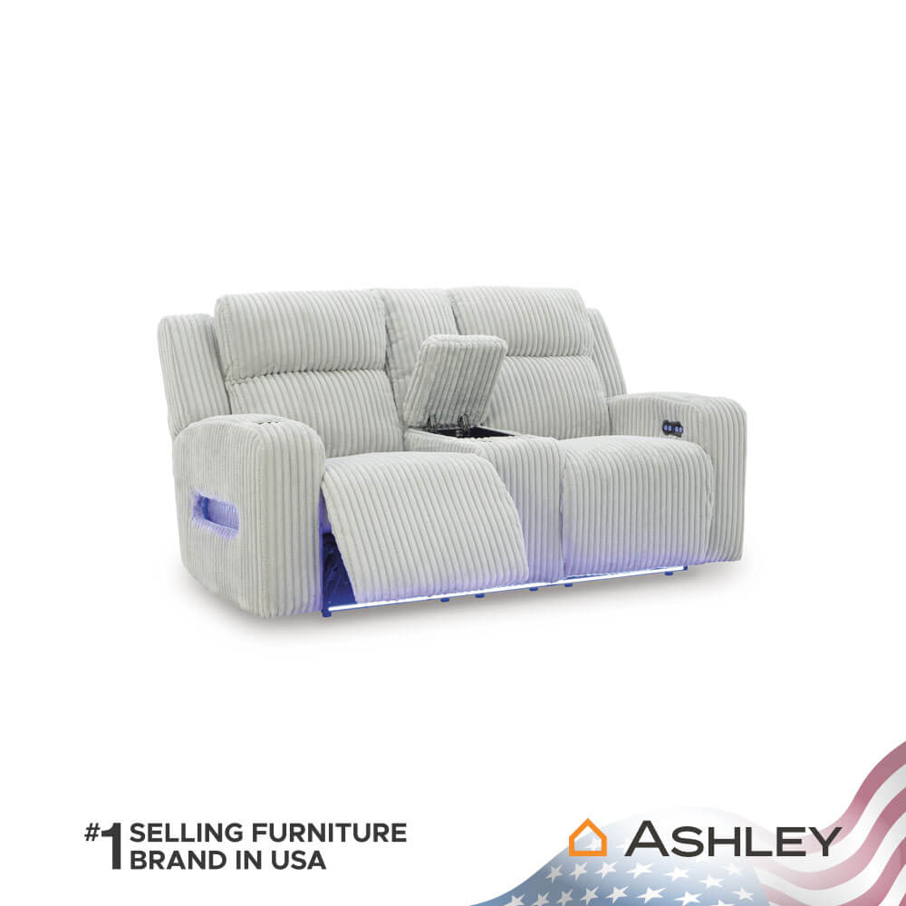 โซฟาปรับเอนไฟฟ้า 2 ที่นั่งพร้อมที่วางแขน ASHLEY FURNITURE HOMESTORE รุ่น TWINBROOKE/2RRM สีเทาอ่อน
