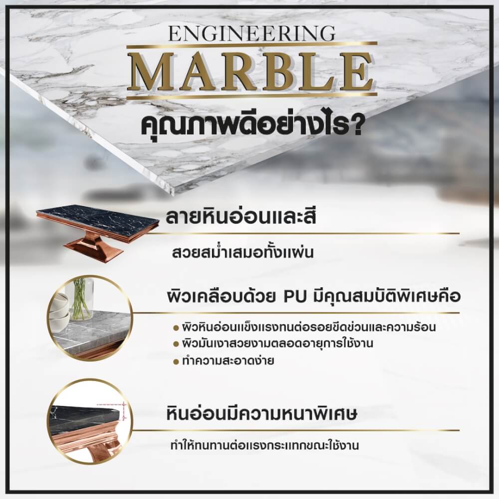 โต๊ะอาหาร CHIC REPUBLIC รุ่น AEOLUS-CH/240 MARBLE สีเทาอ่อน_5