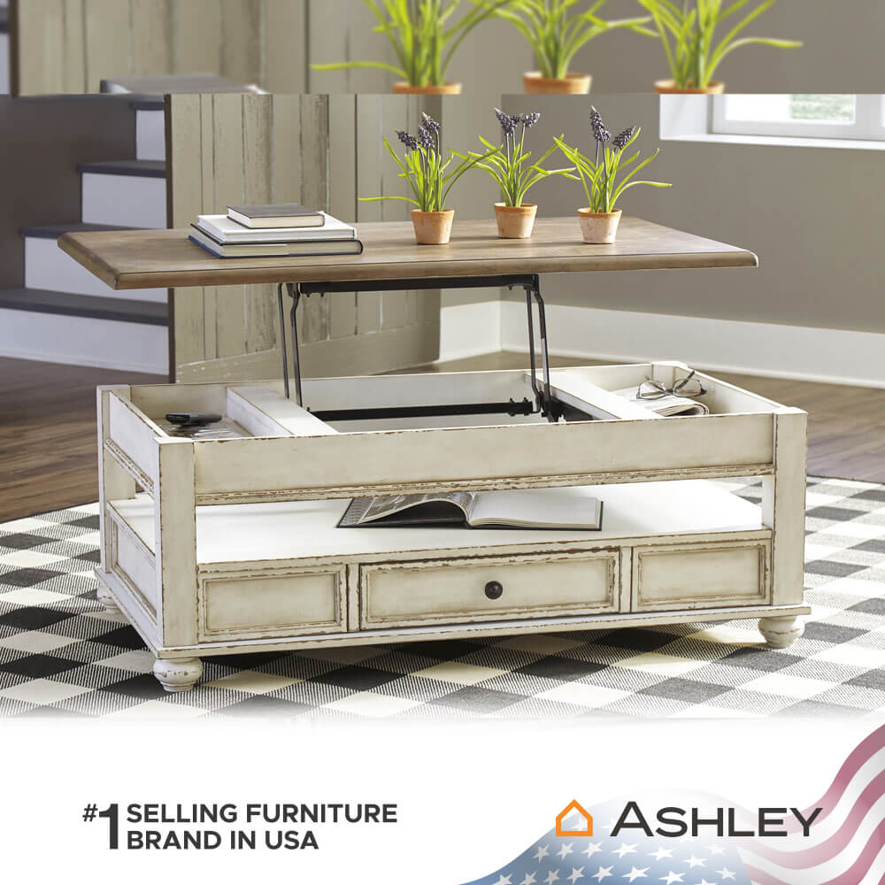โต๊ะกลาง พร้อมลิฟท์ท็อป ASHLEY FURNITURE HOMESTORE  รุ่น REALYN/119 สีขาววินเทจ_5