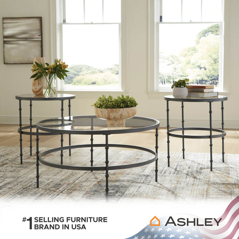 ชุดโต๊ะข้าง ASHLEY FURNITURE HOMESTORE รุ่น KELLYCO/3 สีเทาเข้ม_5