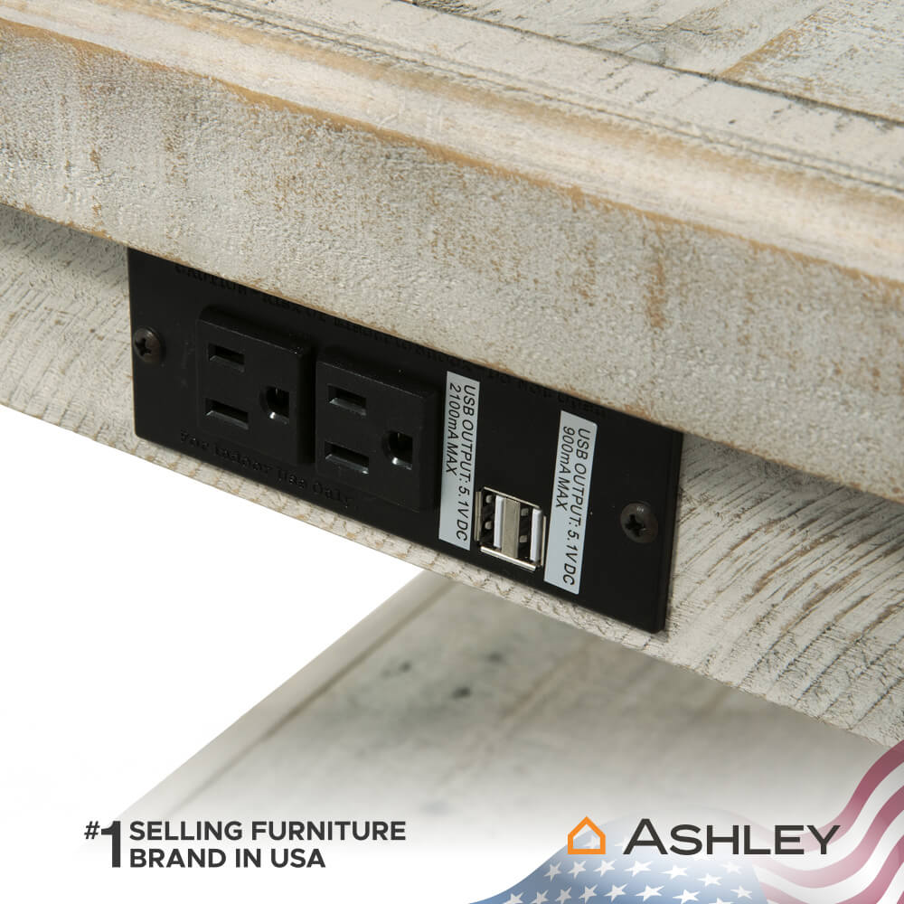 โต๊ะข้าง ASHLEY FURNITURE HOMESTORE รุ่น CARYNHURST/60 สีขาววินเทจ