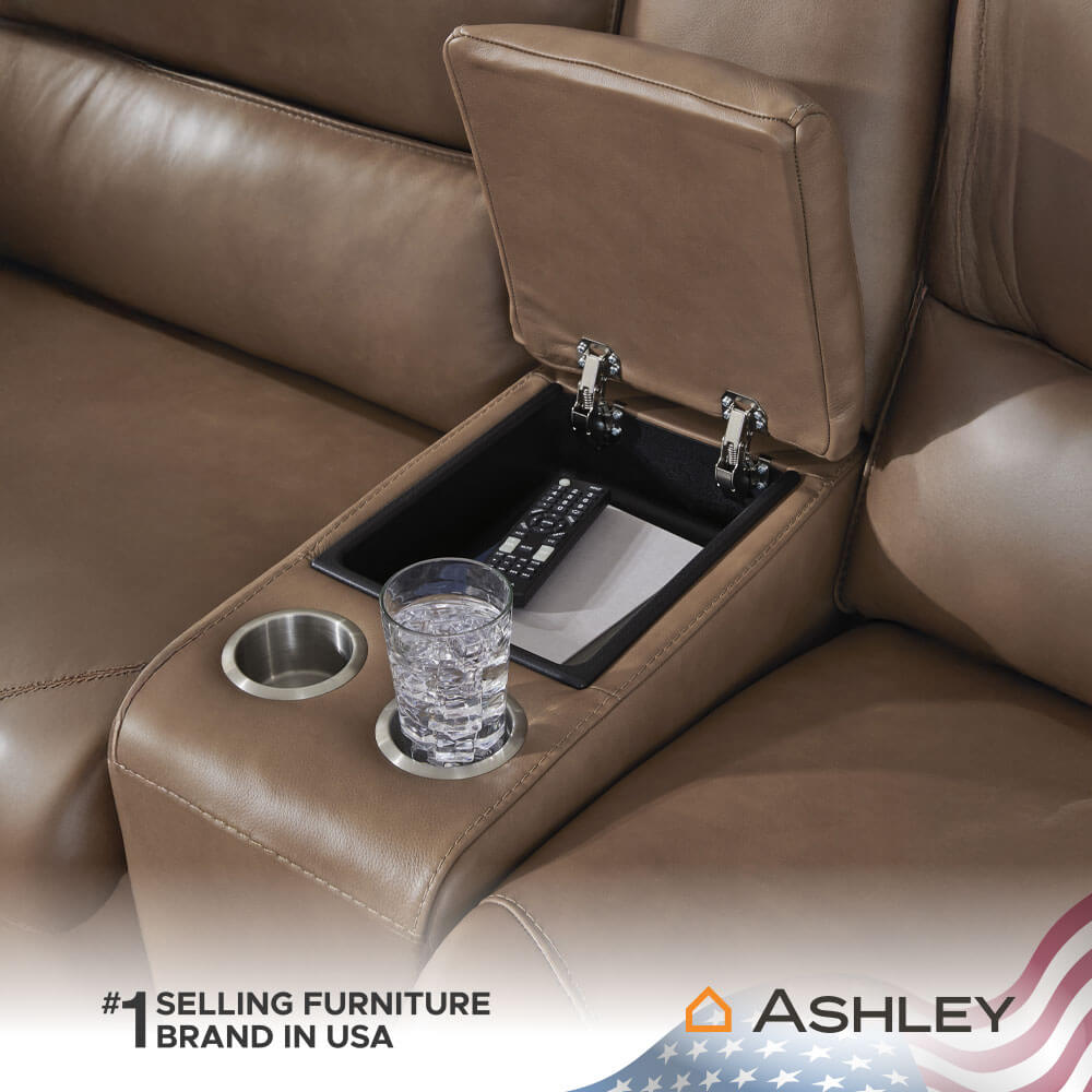 โซฟาปรับเอนนอนไฟฟ้า 2 ที่นั่งพร้อมคอนโซล ASHLEY FURNITURE HOMESTORE รุ่น SILVERBROOKE/2RRM สีน้ำตาล