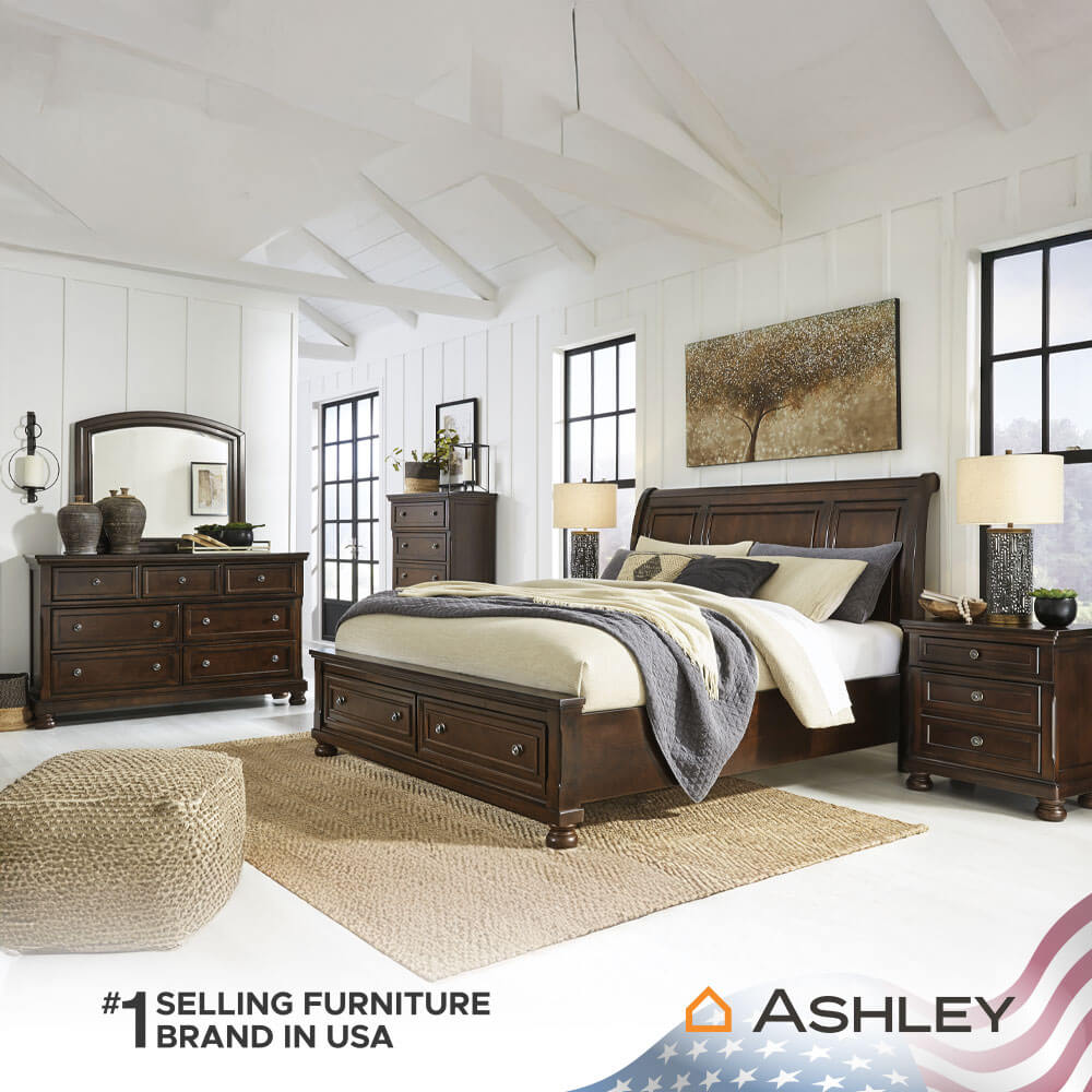 เตียงนอนขนาด 6 ฟุต ASHLEY FURNITURE HOMESTORE รุ่น PORTER/180 สีน้ำตาล