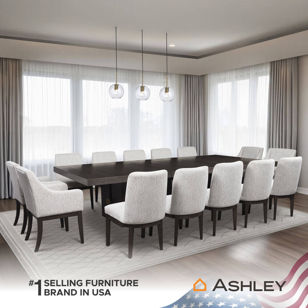 โต๊ะอาหาร ปรับขนาดได้ ASHLEY FURNITURE HOMESTORE รุ่น BURKHAUS/223-314 สีน้ำตาลเข้ม