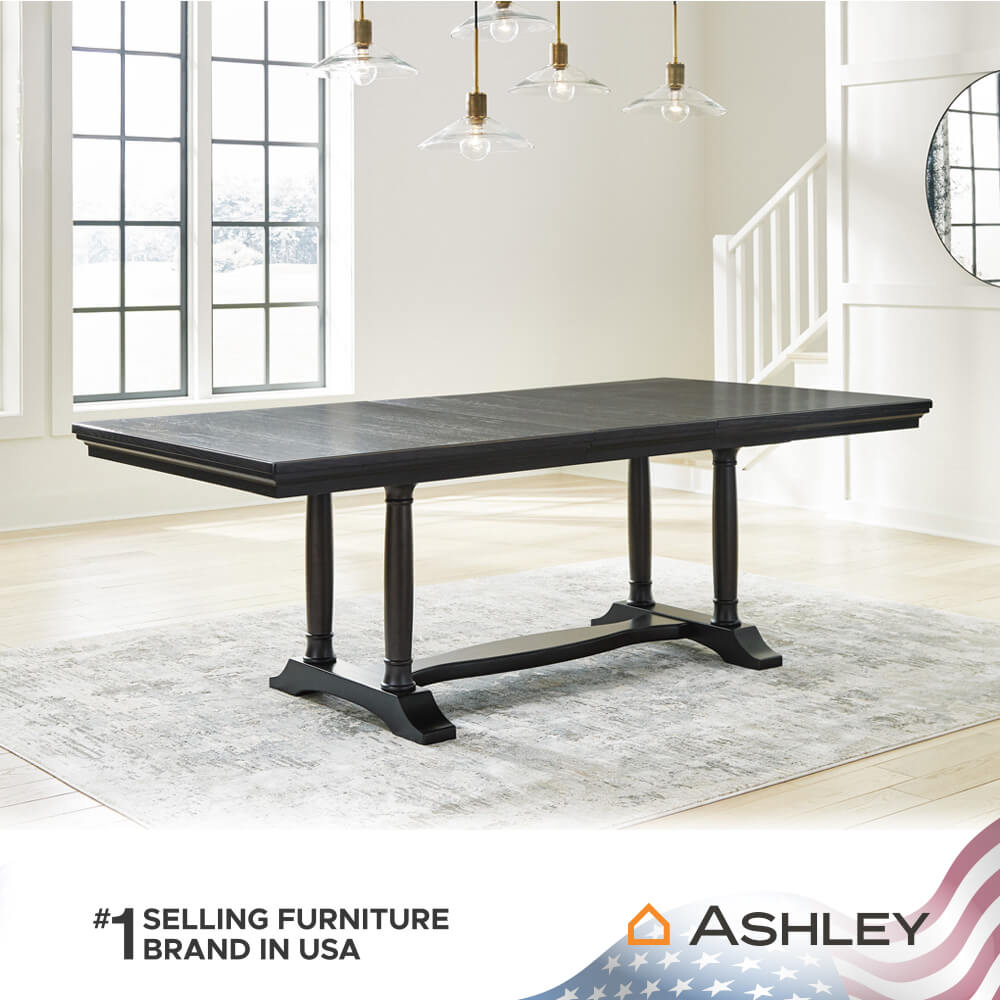 โต๊ะอาหาร ปรับขนาดได้ ASHLEY FURNITURE HOMESTORE รุ่น WELLTERN/192-235 สีดำ