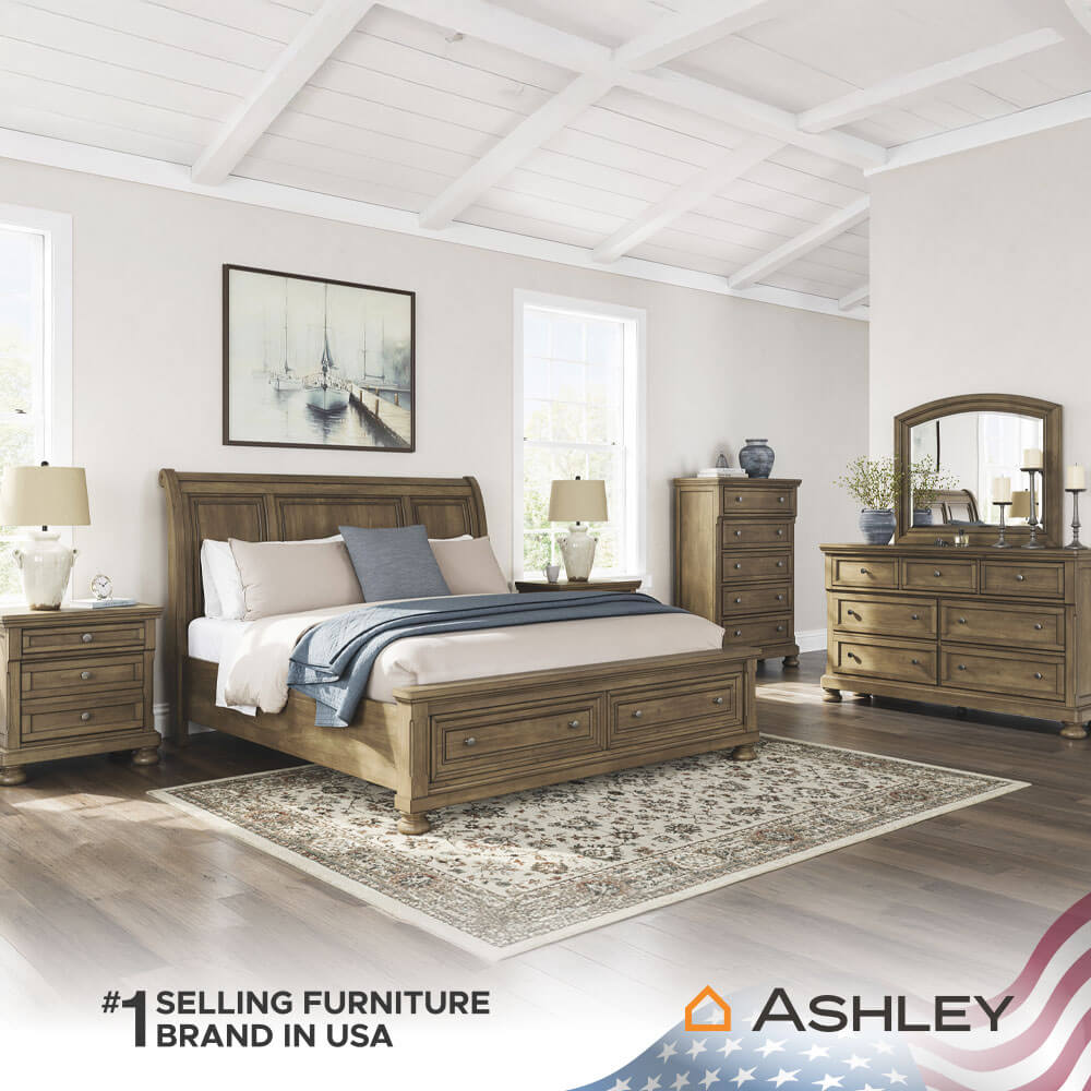 เตียง 6 ฟุต ASHLEY FURNITURE HOMESTORE รุ่น VANDENMORE/180 สีน้ำตาล