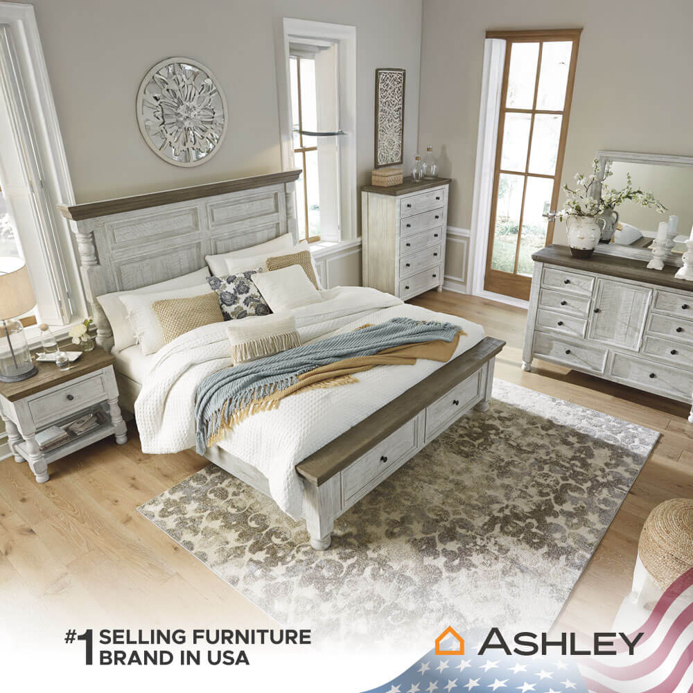 เตียงนอนขนาด 6 ฟุต ASHLEY FURNITURE HOMESTORE รุ่น HAVALANCE/180 สีขาววินเทจ