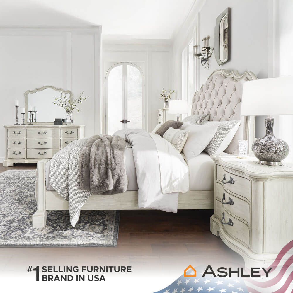 เตียงนอนขนาด 6 ฟุต ASHLEY FURNITURE HOMESTORE รุ่น ARLENDYNE/180 สีขาววินเทจ