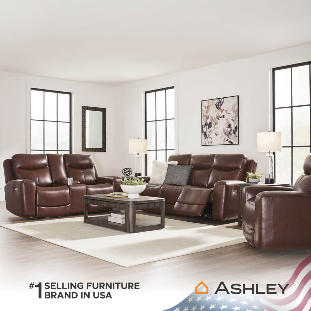 โซฟาปรับเอนนอนไฟฟ้า 2 ที่นั่งพร้อมที่วางแขน ASHLEY FURNITURE HOMESTORE  รุ่น MOMENTUM MOVES/2RRM สีน้ำตาลเข้ม