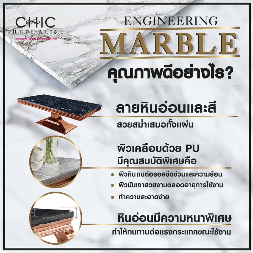 โต๊ะข้าง CHIC REPUBLIC รุ่น HERNANDEZ-RG/60 MARBLE สีดำ