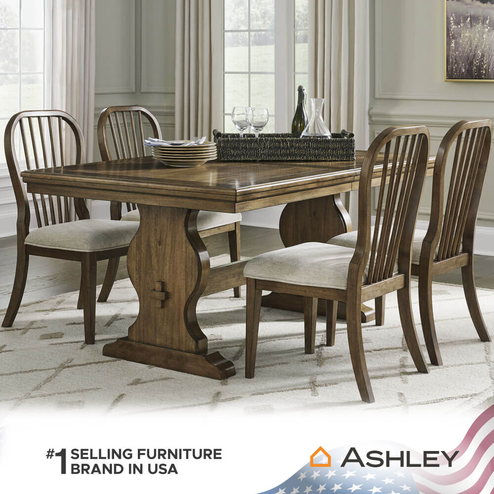 โต๊ะอาหาร ปรับขนาดได้ ASHLEY FURNITURE HOMESTORE รุ่น STURLAYNE/172-218 สีน้ำตาล