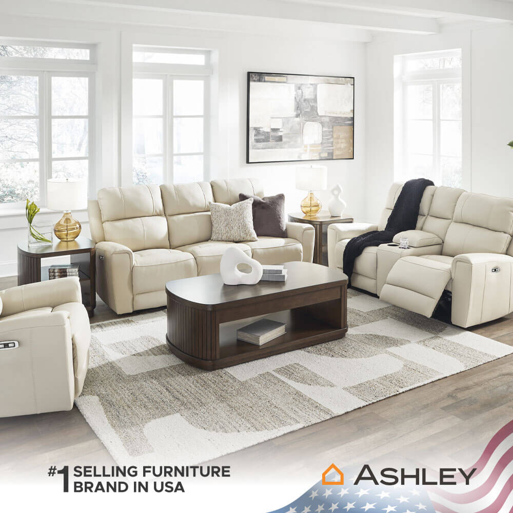 โซฟาปรับเอนไฟฟ้า 2 ที่นั่งพร้อมที่วางแขน ASHLEY FURNITURE HOMESTORE รุ่น DAHLMOORE/2RRM สีครีม
