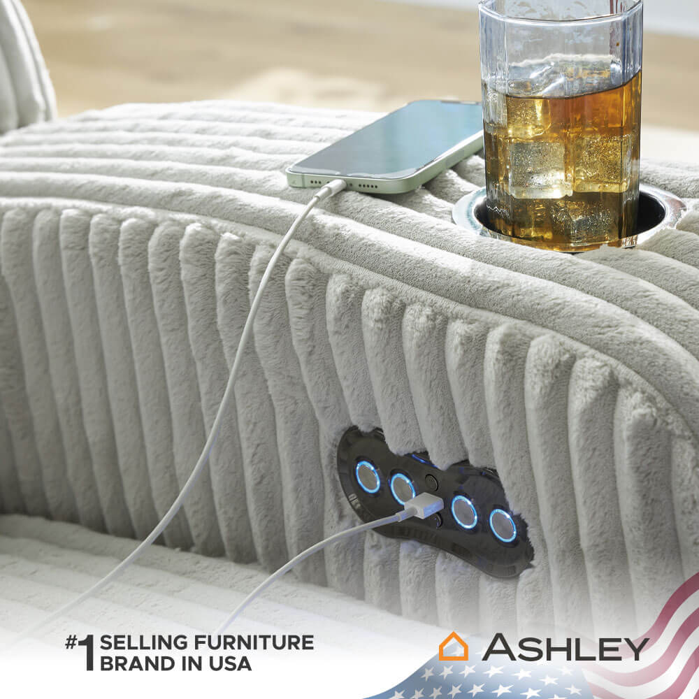 โซฟาปรับเอนไฟฟ้า 2 ที่นั่งพร้อมที่วางแขน ASHLEY FURNITURE HOMESTORE รุ่น TWINBROOKE/2RRM สีเทาอ่อน