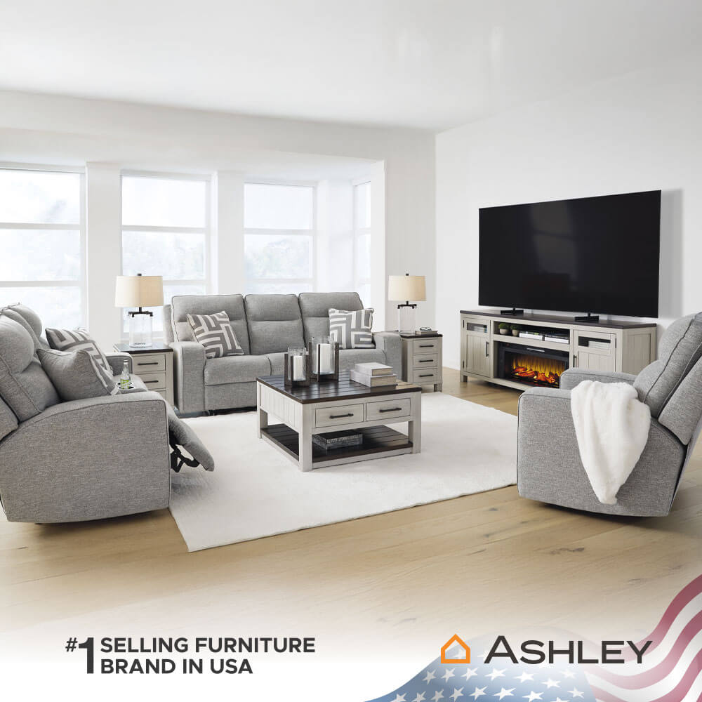 โซฟาปรับเอนไฟฟ้า 1 ที่นั่ง พร้อมพนักพิงศีรษะปรับได้ ASHLEY FURNITURE HOMESTORE รุ่น BISCOE/1RM สีเทาอ่อน