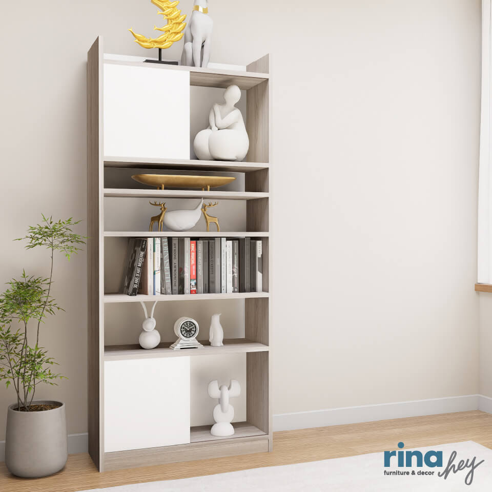 ชั้นวางหนังสือ RINA HEY รุ่น CALLUM/80 สีน้ำตาลอ่อน