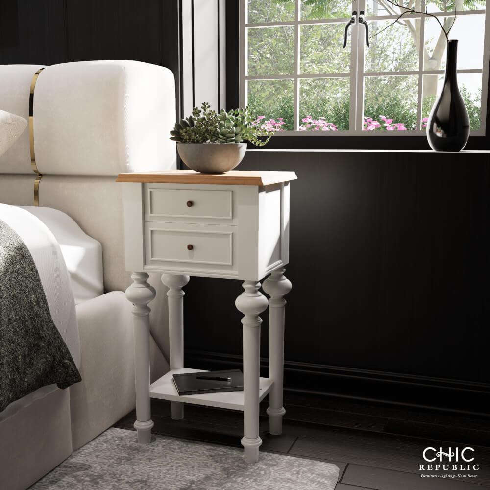 ตู้ข้างเตียง CHIC REPUBLIC รุ่น LEGENDE สีขาววินเทจ