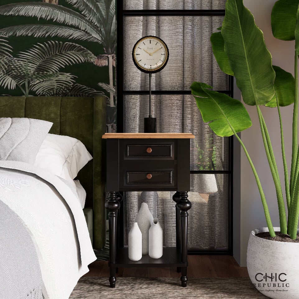 ตู้ข้างเตียง CHIC REPUBLIC รุ่น LEGENDE สีดำวินเทจ มีชั้นวาง_5