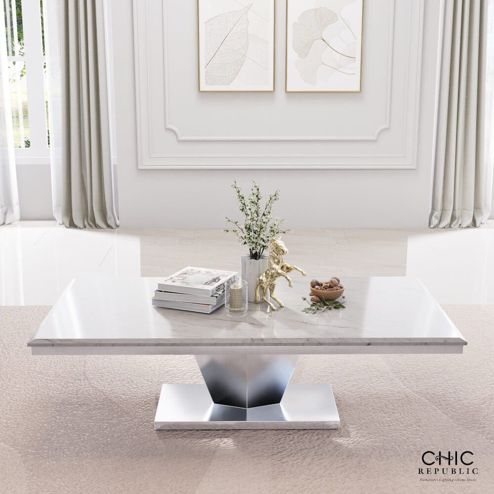 โต๊ะกลาง CHIC REPUBLIC รุ่น JASPER PLUS-CH/130 MARBLE สีขาว