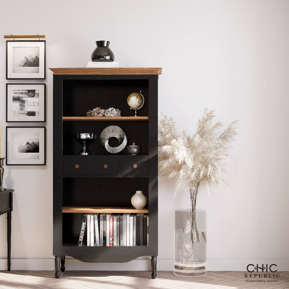ชั้นวางหนังสือ CHIC REPUBLIC รุ่น CLOVIS สีดำวินเทจ