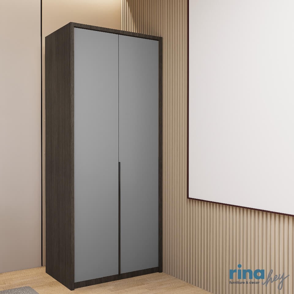 ตู้เสื้อผ้า 2 บานเปิด RINA HEY รุ่น COOPER/2 สีวอลนัทเข้ม