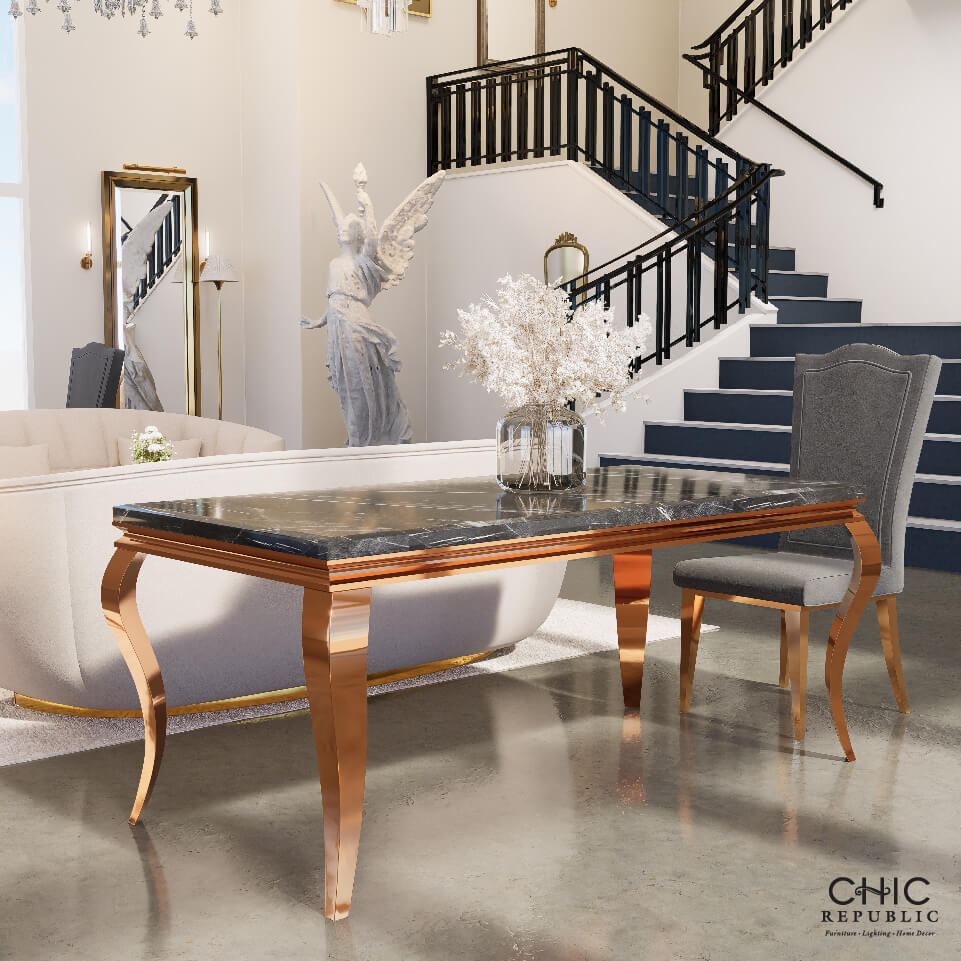 โต๊ะอาหาร CHIC REPUBLIC รุ่น SANTIAGO-RG/180 MARBLE สีดำ_7