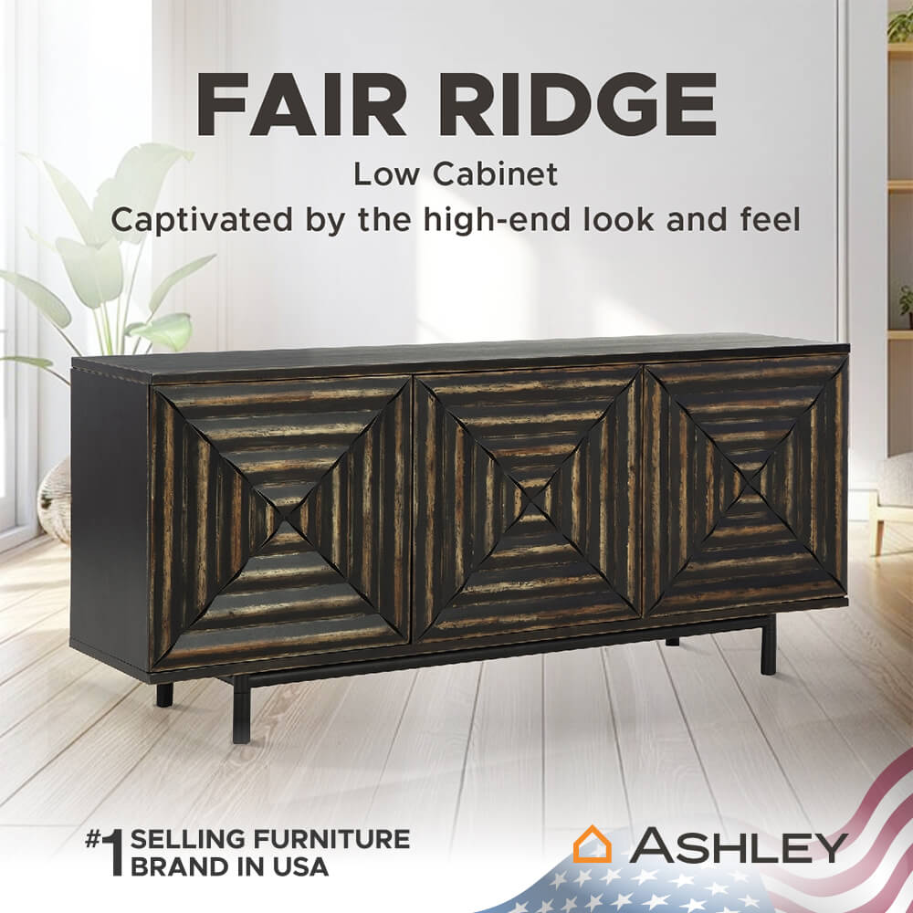 ตู้เตี้ยบานเปิด ASHLEY FURNITURE HOMESTORE รุ่น FAIR RIDGE/183 สีดำวินเทจ