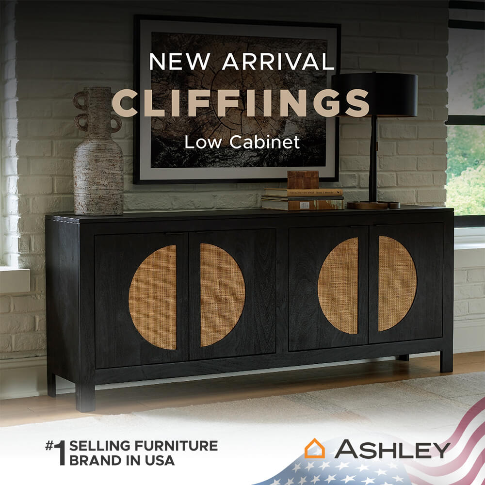ตู้เตี้ยบานเปิด ASHLEY FURNITURE HOMESTORE รุ่น CLIFFIINGS/177 สีดำ