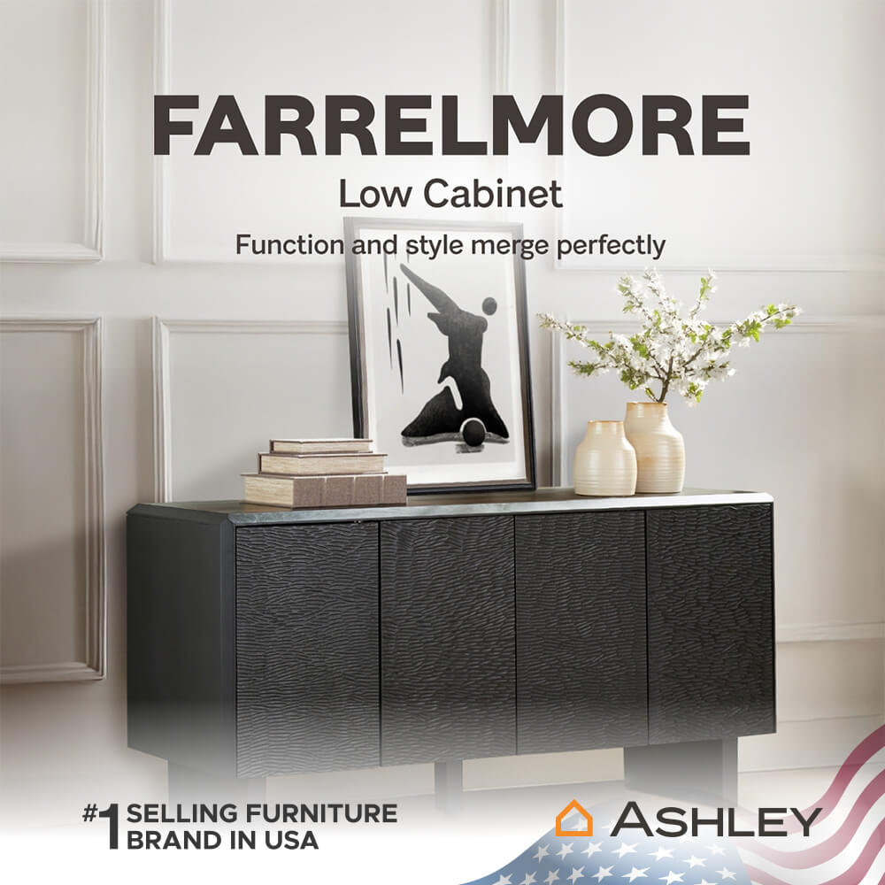 ตู้เตี้ยบานเปิด ASHLEY FURNITURE HOMESTORE รุ่น FARRELMORE/165 สีดำ