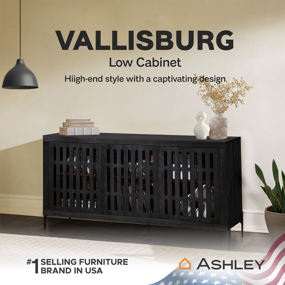 ตู้เตี้ยบานเปิด ASHLEY FURNITURE HOMESTORE รุ่น VALLISBURG/162 สีดำ