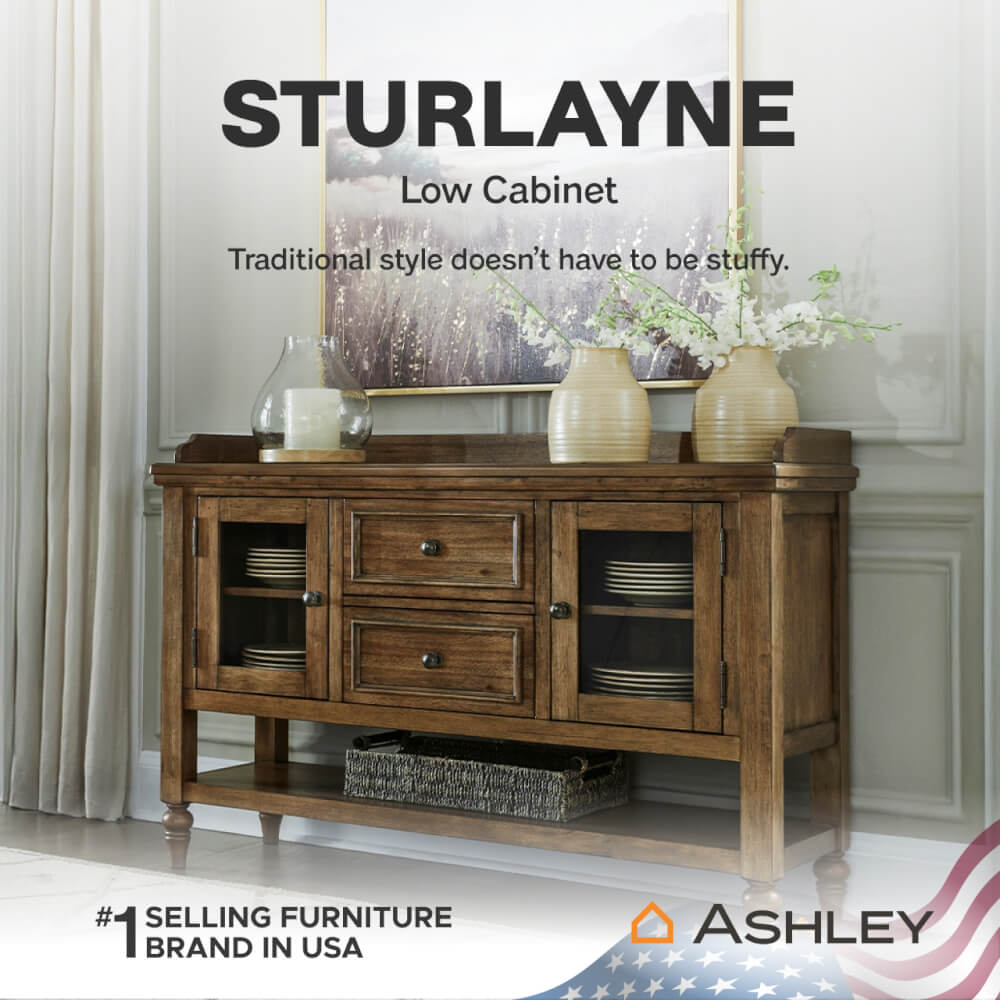 ตู้เตี้ยบานผสม ASHLEY FURNITURE HOMESTORE รุ่น STURLAYNE/142 สีน้ำตาล