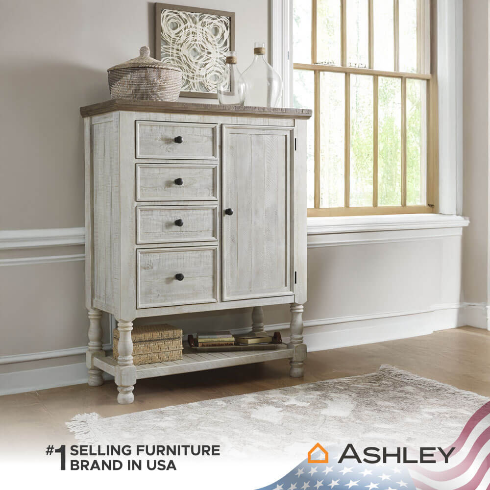 ตู้เตี้ยบานผสม ASHLEY FURNITURE HOMESTORE รุ่น HAVALANCE/113 สีขาววินเทจ