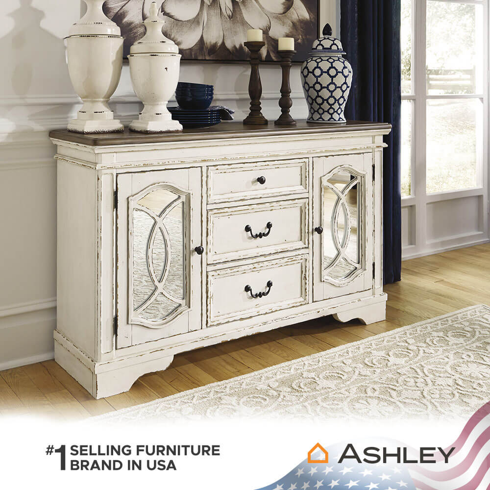ตู้เตี้ยบานผสม ASHLEY FURNITURE HOMESTORE รุ่น REALYN/162 สีขาววินเทจ
