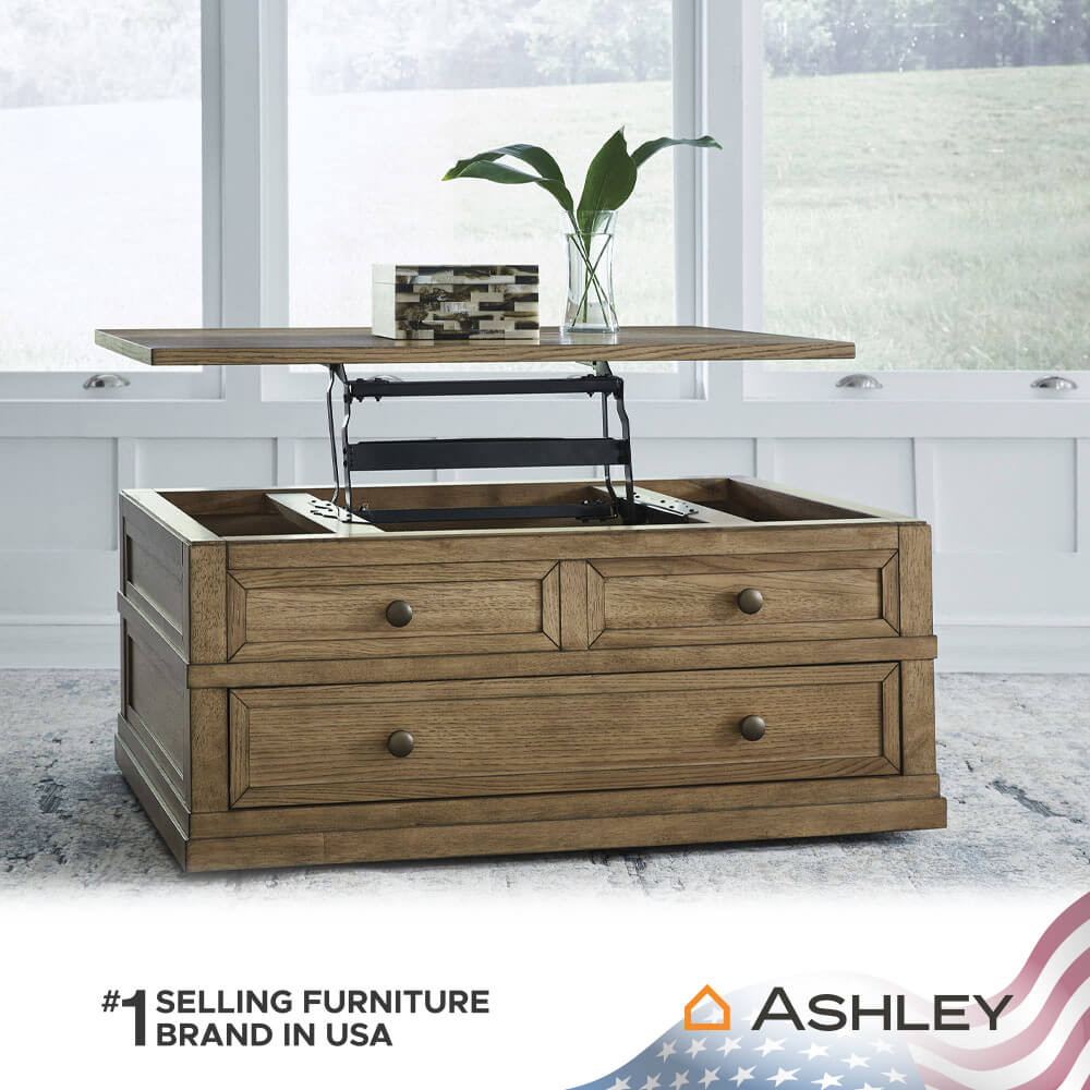โต๊ะกลาง พร้อมลิฟท์ท็อป ASHLEY FURNITURE HOMESTORE รุ่น SHARLANCE/107 สีน้ำตาลอ่อน_11