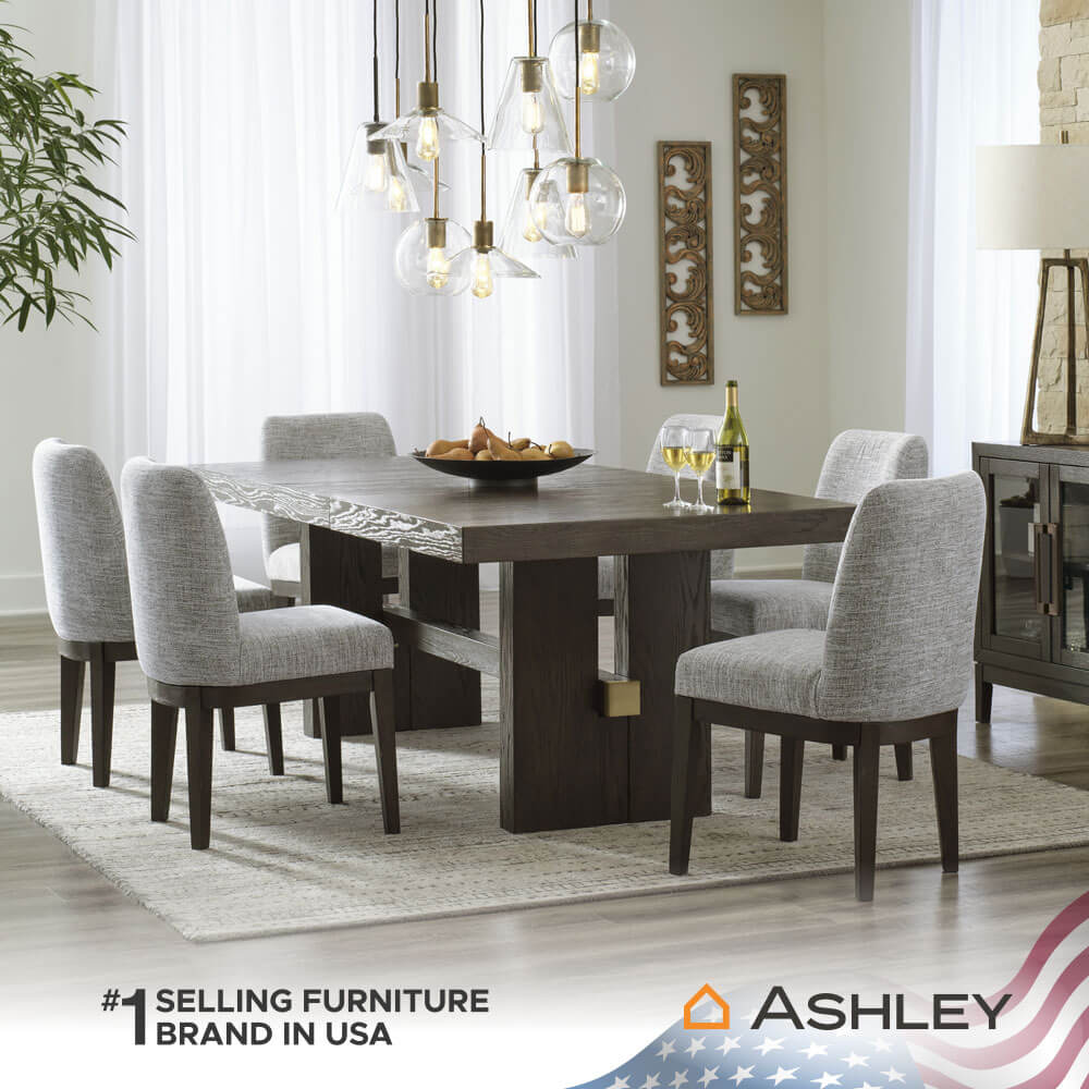 เก้าอี้ทานข้าว ASHLEY FURNITURE HOMESTORE รุ่น BURKHAUS สีน้ำตาลอ่อน_7