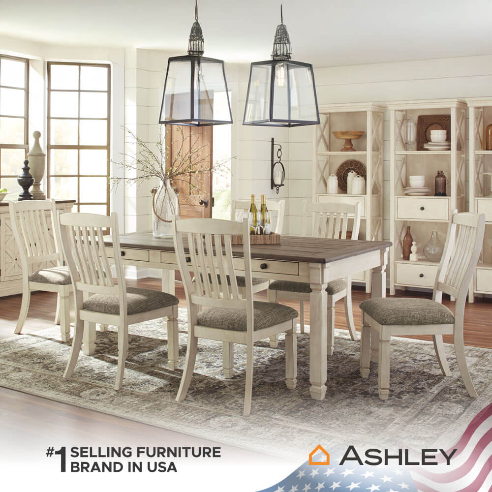 เก้าอี้ทานข้าว ASHLEY FURNITURE HOMESTORE รุ่น BOLANBURG-A สีขาววินเทจ_7