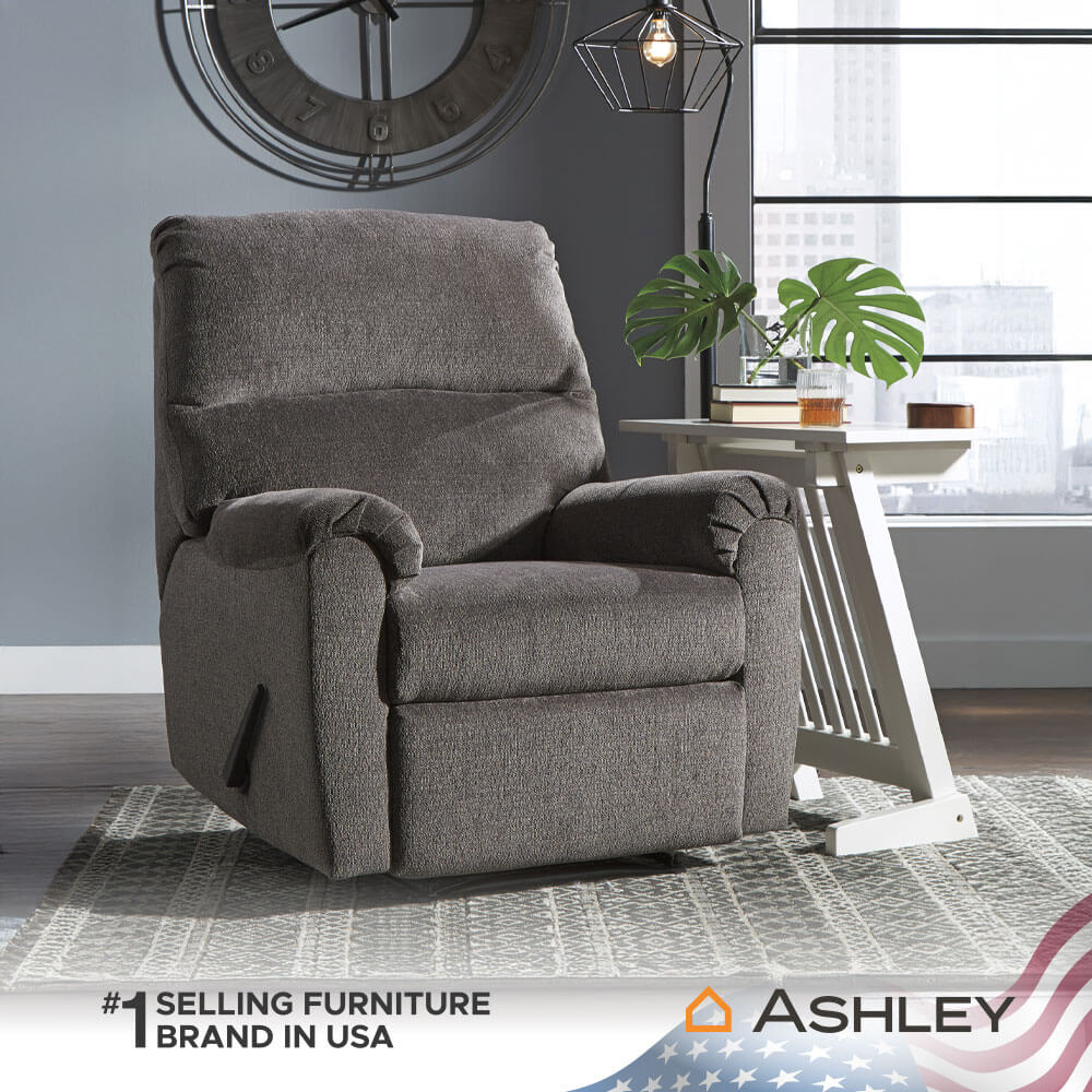 โซฟาปรับเอนนอน 1 ที่นั่ง ASHLEY FURNITURE HOMESTORE รุ่น NERVIANO/1R สีเทา