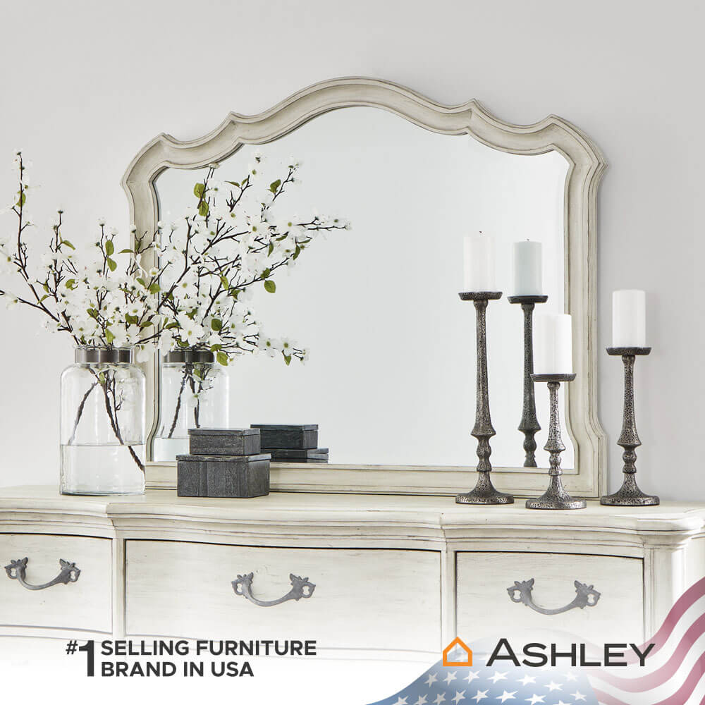 กระจกตั้งโต๊ะ ASHLEY FURNITURE HOMESTORE รุ่น ARLENDYNE/121x98 สีขาววินเทจ