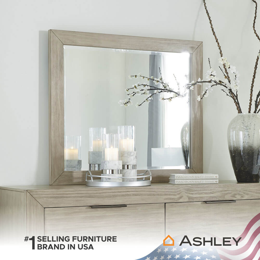 กระจกตั้งโต๊ะ ASHLEY FURNITURE HOMESTORE รุ่น HENNINGTON/101x88 สีไม้ธรรมชาติ