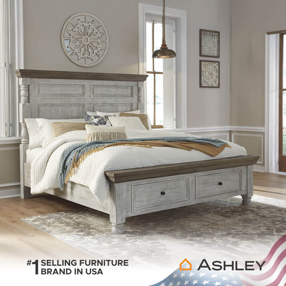 เตียงนอนขนาด 6 ฟุต ASHLEY FURNITURE HOMESTORE รุ่น HAVALANCE/180 สีขาววินเทจ