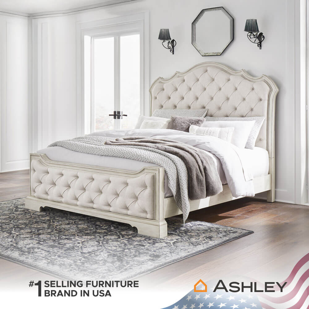 เตียงนอนขนาด 6 ฟุต ASHLEY FURNITURE HOMESTORE รุ่น ARLENDYNE/180 สีขาววินเทจ